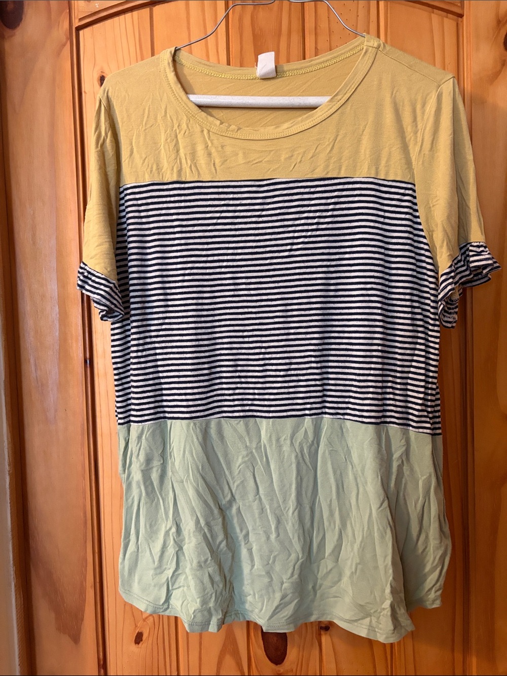 Colorblock Short Sleeve Tee in Mustard, Navy & Mint